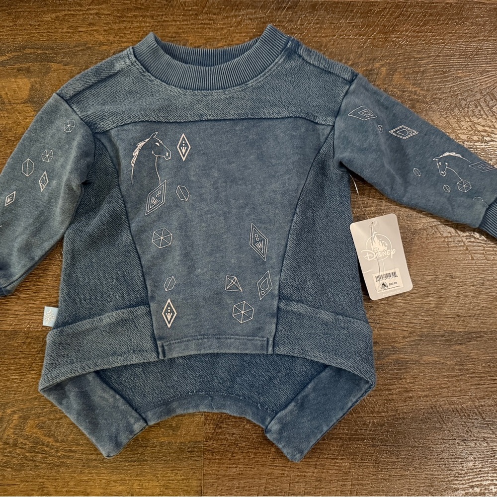 Brand New with Tags Disney Blue Frozen Water Book Sweater Sweatshirt Size 2